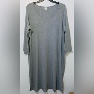 Terra & Sky Women’s Sz 3X Plus Rib Knit Jersey Midi Dress Grey